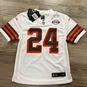 Nike On Field Nick Chubb Cleveland Browns White 946 Jersey Youth Medium $85 NWT